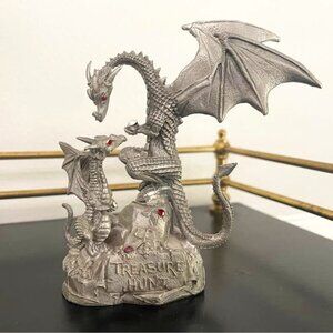 Vintage Gallo 1994 Signed Rudolfi Treasure Hunt Jeweled Pewter Dragon Diorama